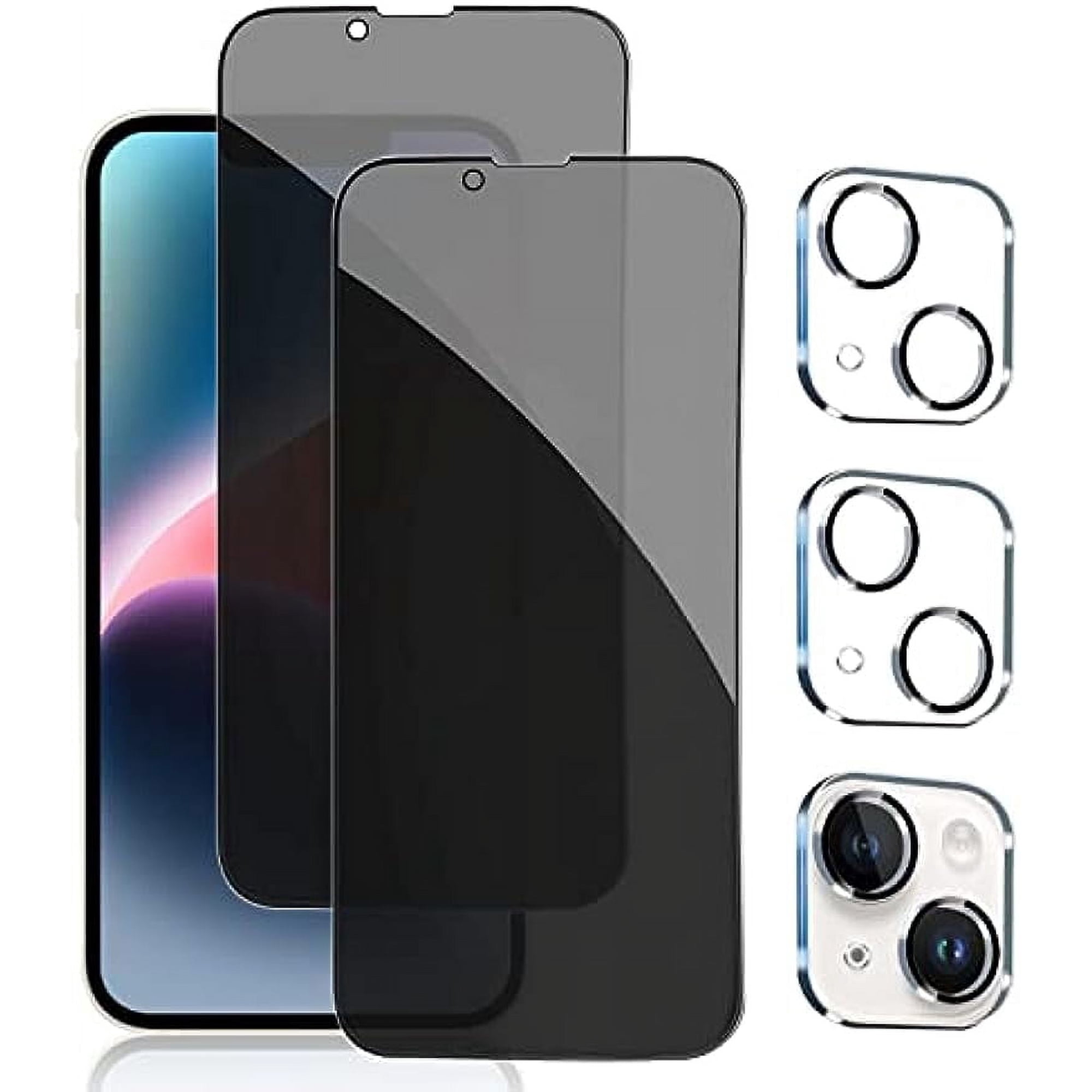 [2+2 Pack] iPhone 14 Plus Privacy Screen Protector with Camera Lens Protector Full Coverage Anti-Spy Tempered Glass Film 9H Hardness Upgrade Edge Protection Easy Installation [6.7 inch]