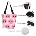 thumbnail image 7 of Cauagu Pig Nose Print Canvas Aesthetic Tote Bag for Women Beach Bag Shopping Bags Shoulder Bag Reusable Grocery Bags, 7 of 7