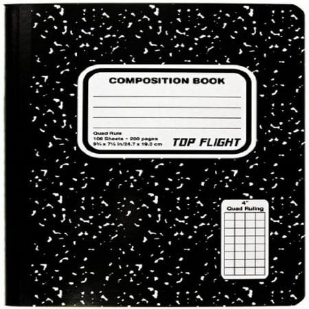 top flight sewn marble composition book black white quad rule 4