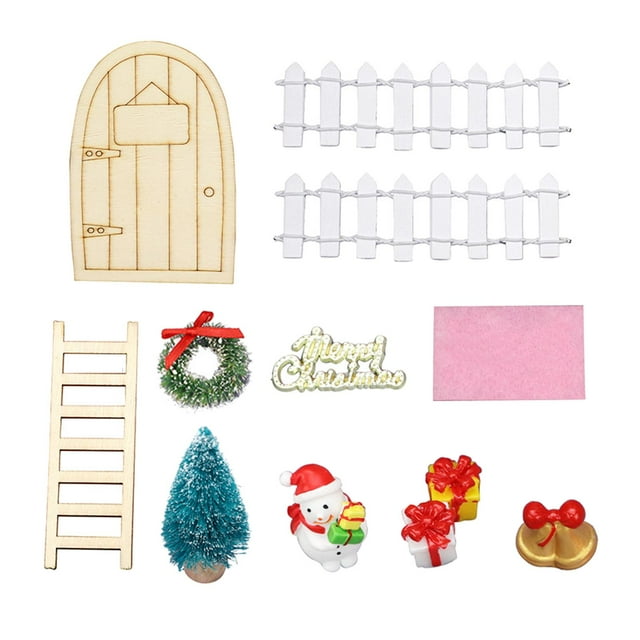 12 piezas de accesorios de decoración de , 1:12 ToyHouse modelo árbol de Navidad para bricolaje jardín de Hugo miniaturas de casa de muñecas
