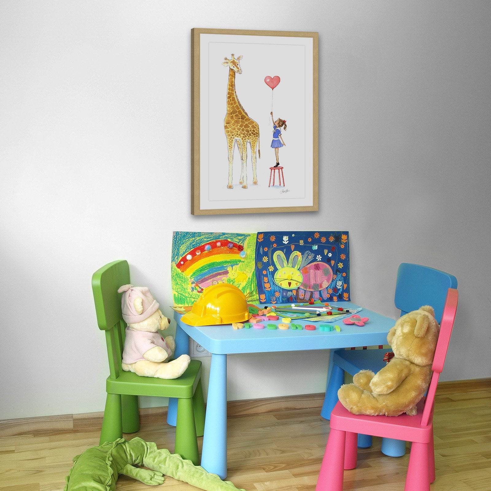 Marmont Hill Giraffe and Girl by Phyllis Harris Framed Wall Art