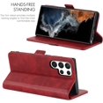 thumbnail image 3 of Wallet Phone Case Compatible with Samsung Galaxy S22 Ultra 5G – Quality, Premium PU Leather Cover with Card Slots and Horizontal Viewing Stand 6.8 Inch (Wine Red), 3 of 14