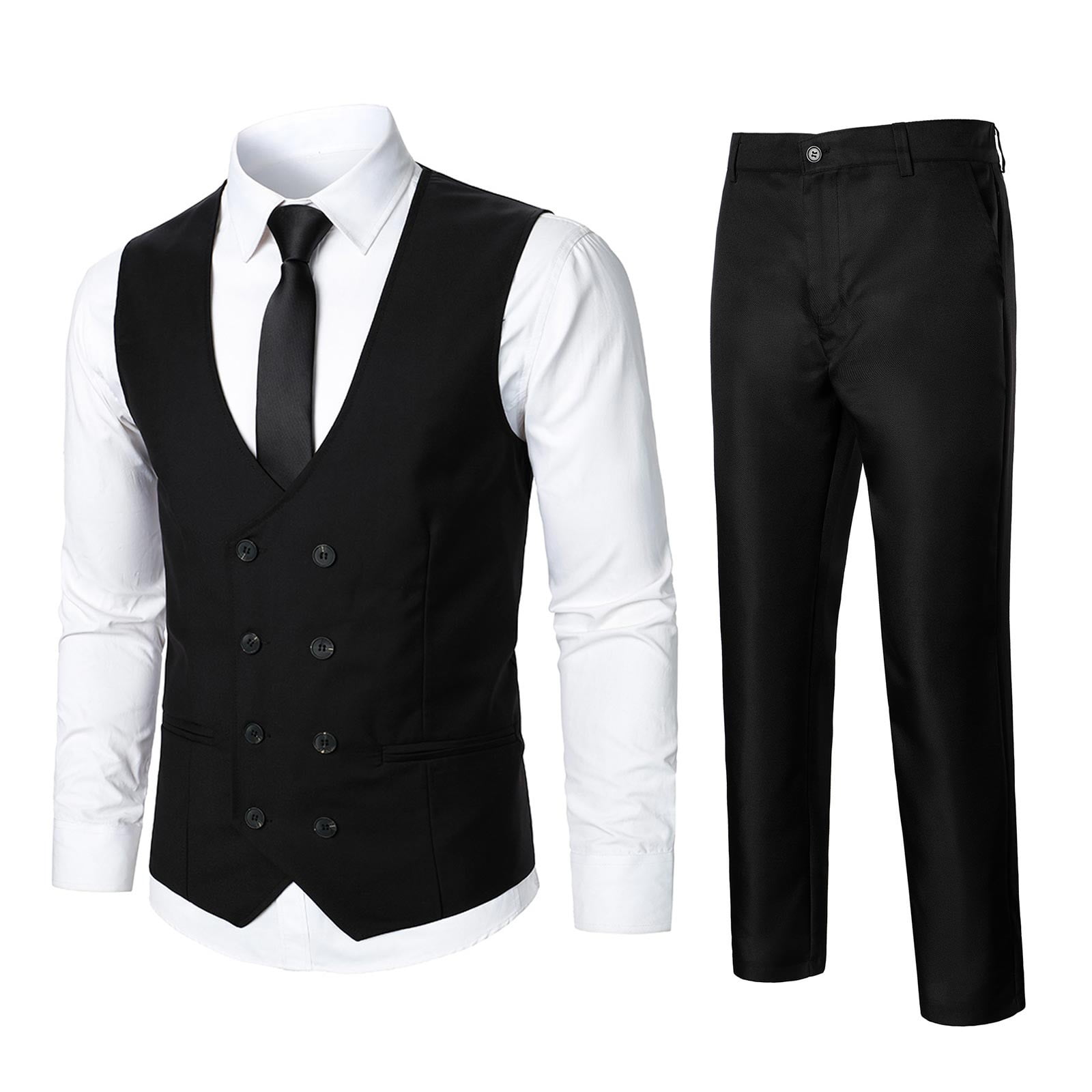 Suits For Mens Business Casual Wedding Banquet Vest V Neck Sleeveless ...