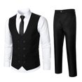 thumbnail image 2 of Mens Business Casual Wedding Banquet Vest V Neck Sleeveless Slim Jacket Suit Vest Trousers Two Piece Set, 2 of 2