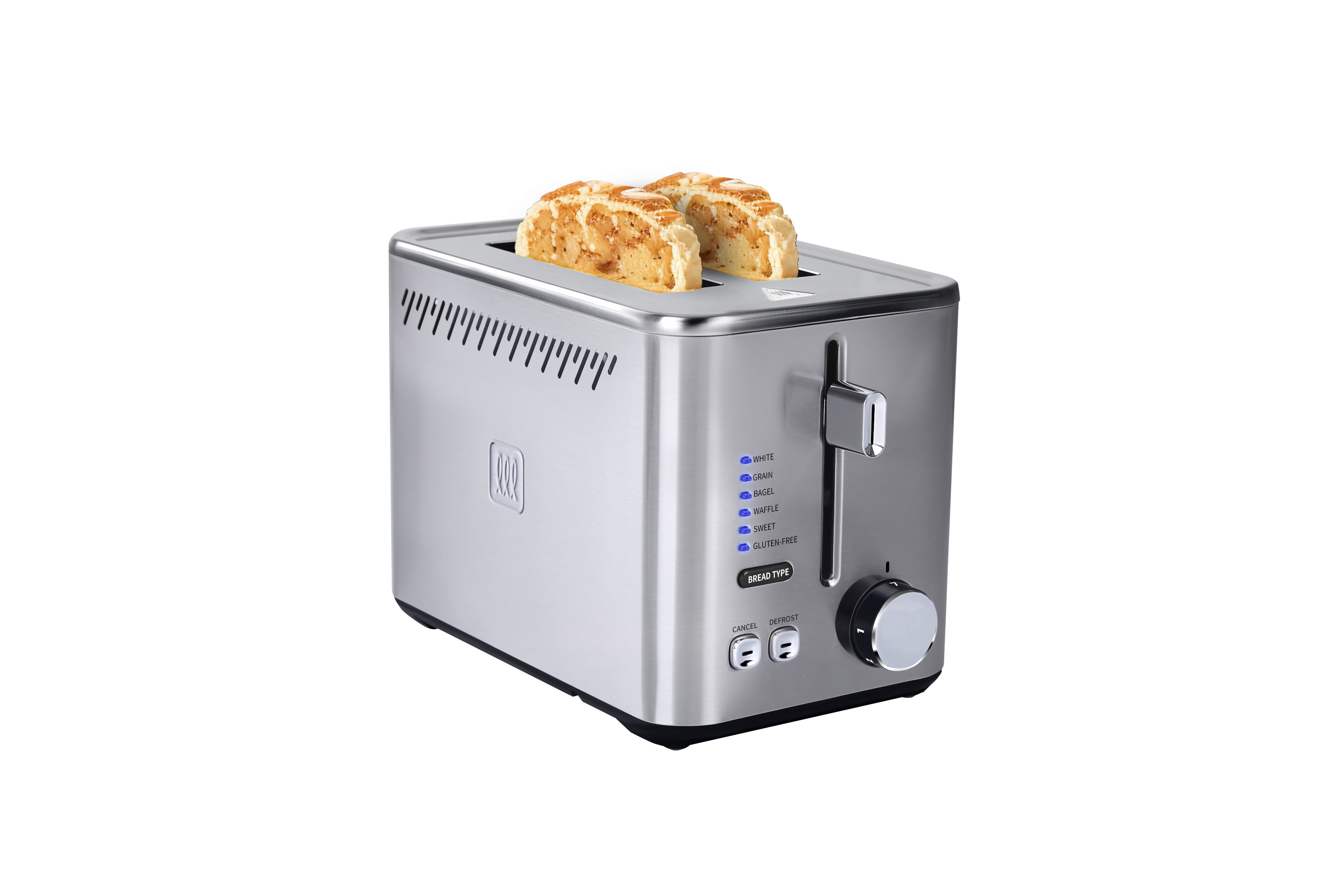 Toastmaster 2-Slice Toaster, Stainless Steel, Extra Wide Slots, High Rise Toast Lift, Gluten Free Setting, 900W