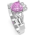 thumbnail image 3 of Claddagh Lab-Created Pink Sapphire Ring In Solid 14k White Gold, 3 of 6