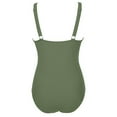thumbnail image 3 of Dvprdro Womens One Piece Swimsuits Fashion Solid V Neck Bathing Suits Slim Swimwear Army Green, 3 of 5