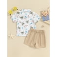thumbnail image 5 of Yunliwuli Toddler Boy Gentleman Outfit Ocean Print Short Sleeves Shirt with Bow Tie and Shorts Set for Formal Wear, 5 of 10