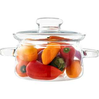 Glass Pots for Cooking on Stove, 2 Quart/64 Oz Heat-Resistant Clear Pots  and Pans Set, Glass Cookware with Cover, for Fruits, Salads, Soups, Milk,  and