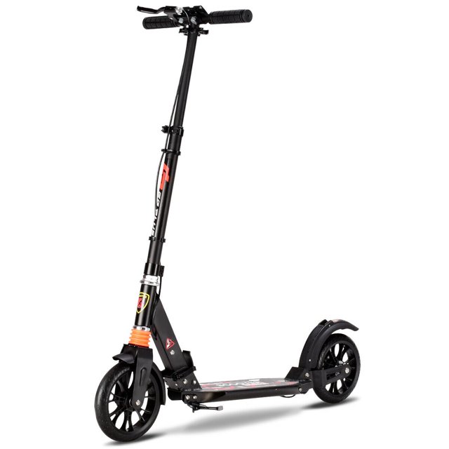 Goplus Pliant en Aluminium 2 Roues Adulte Kick Scooter Réglable en Hauteur Double Frein Noir