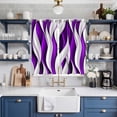 thumbnail image 2 of Purple White Moire Kitchen Curtains 63 Inch Length, Modern Abstract Art Grommet Top Bedroom Living Room Curtains, Light Filtering Cafe Curtain Drapes 2 Panels Set 84''x63'', 2 of 9