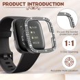 thumbnail image 2 of 6 Pieces Compatible with Fitbit Versa 2 Case Double Bling Crystal Rhinestone Plated Cover Shiny Crystal Diamond Frame Protective Case for Women Watch Accessories, 2 of 7