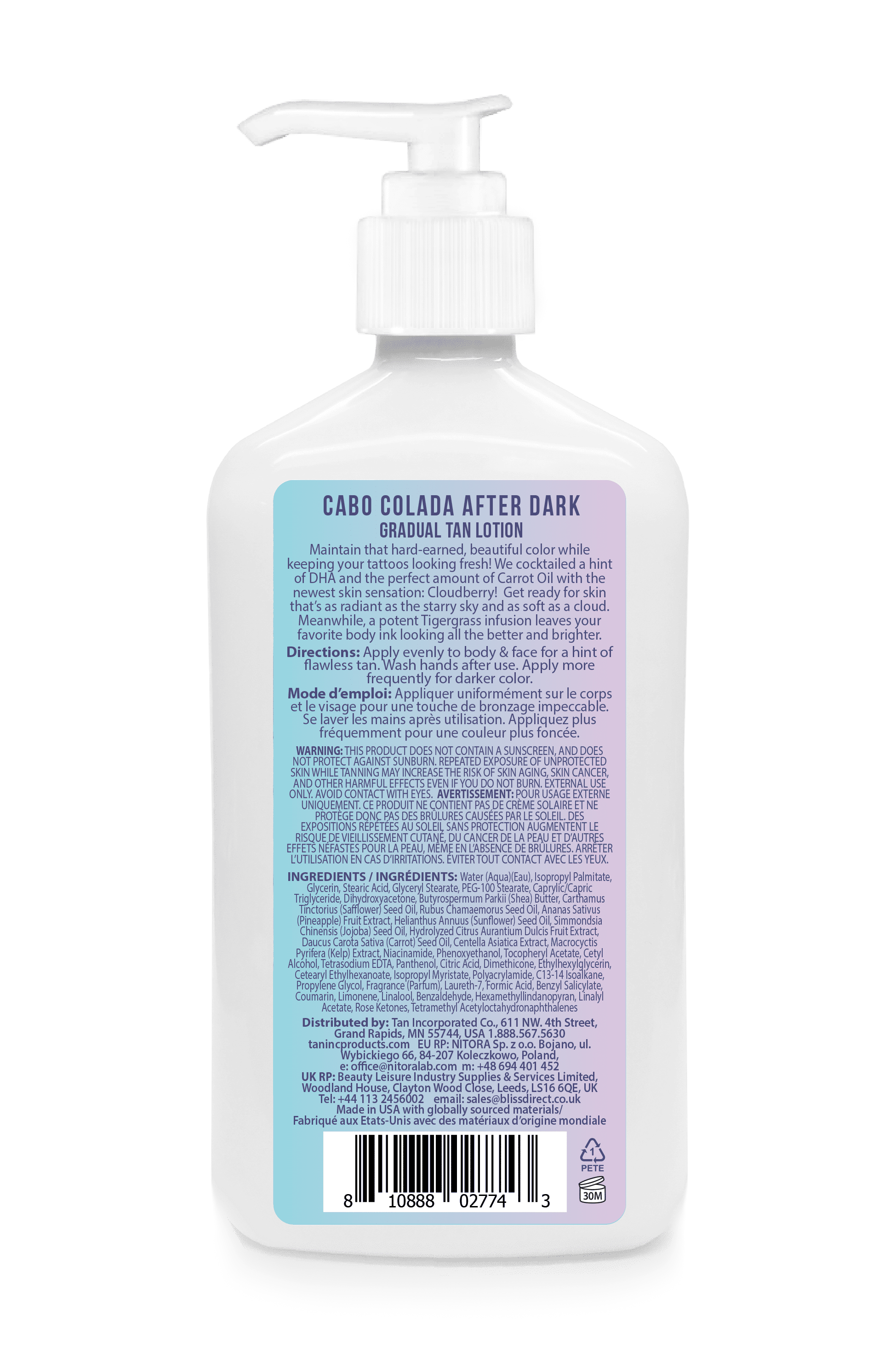 Cabo Colada After Dark DHA Moisturizer Lotion - Enchance your Tan & Tattoos, 18 oz
