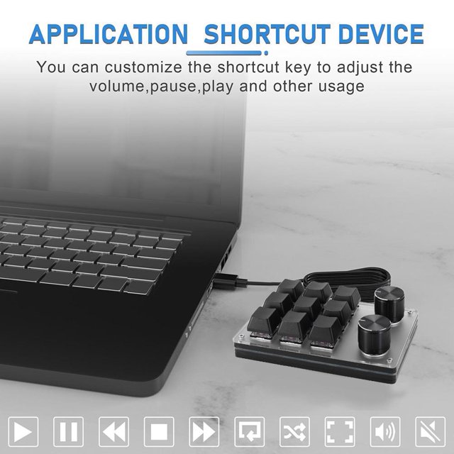 Copy Paste Mini Button 9 Key 2 Knob Hotswap Red Switches for Macbook PC Laptop