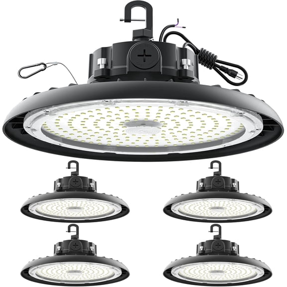 4 Pack LED UFO High Bay Lights 240W, 43200 LM Super Bright 6000K Daylight White, LED Shop Lights for Warehouse, Factory, Garage, Workshop, Barn