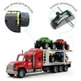 thumbnail image 2 of Vokodo Toy Semi Truck And Hauler 14.5" Push And Go With Four Lifted Pickup Cars Kids Friction Powered Big Rig Auto Carrier Transporter Trailer Semi-Truck Play Vehicle Great Gift For Children Boys Girl, 2 of 6