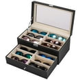 thumbnail image 5 of Veryke Leather 12 Piece Eyeglasses Storage, Sunglass Glasses Display Drawer, Lockable Case Storage Organizer - Black, 5 of 6