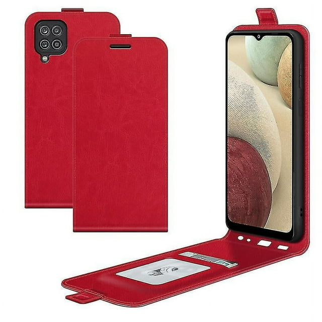 Funda protectora de cuero con tapa vertical y textura única para Samsung Galaxy F12/M12 R64, con ranuras para tarjetas y marco para fotos