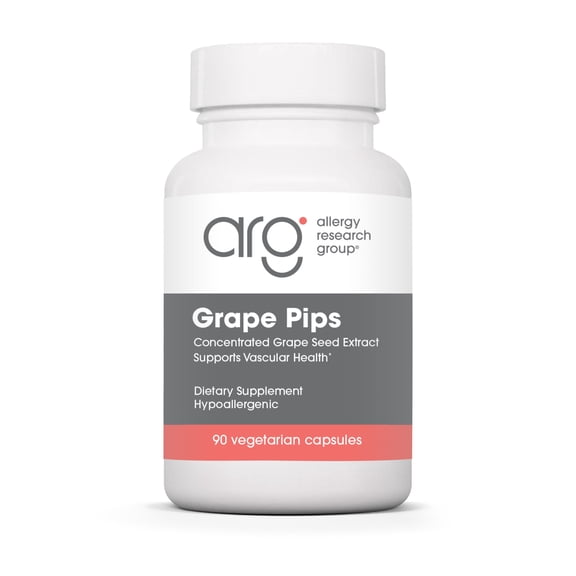 Allergy Research Group Grape Pips - Grape Seed Extract, Proanthocyanidins, Polyphenols, Herbal Supplement, Organic, 300mg Capsules - 90 Count