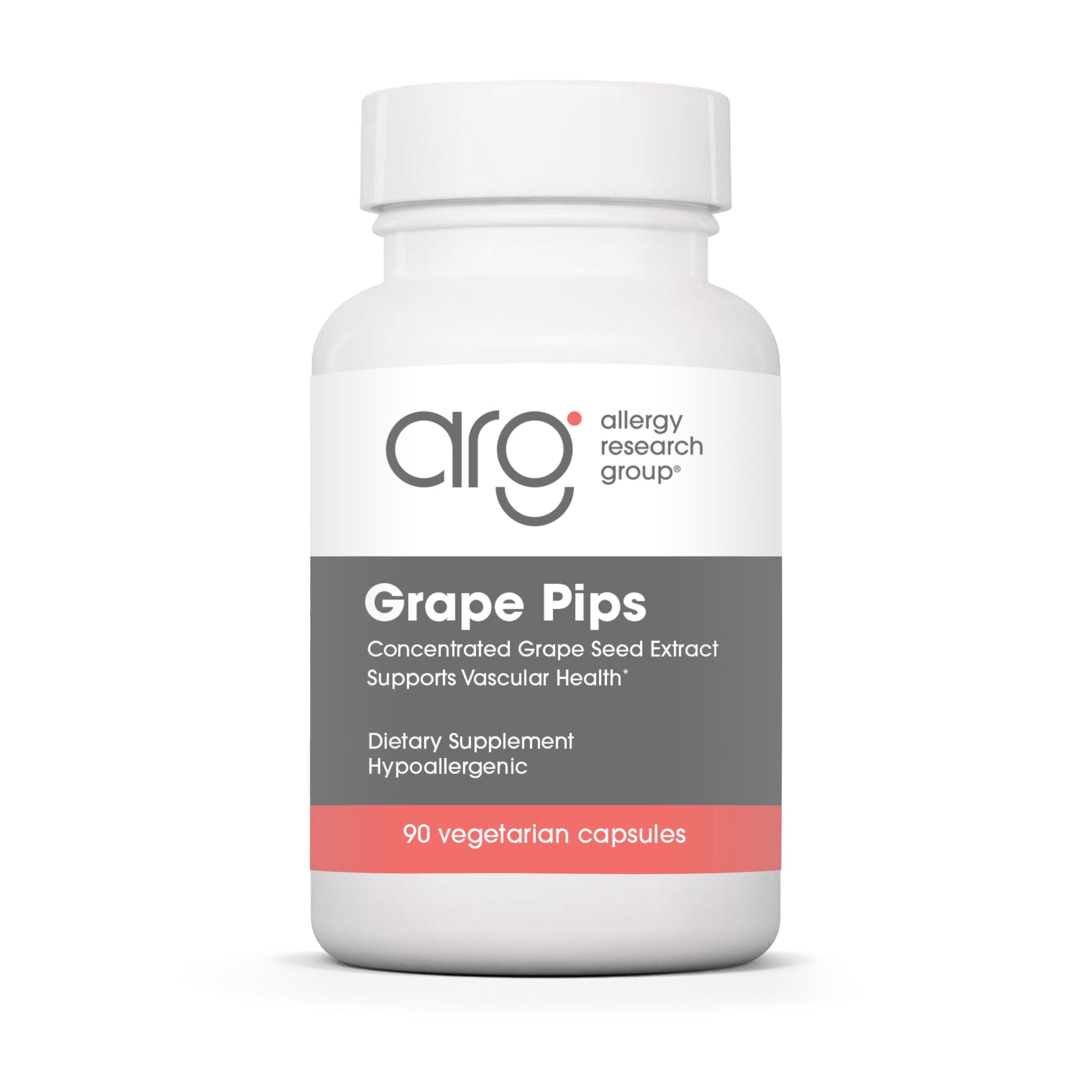 ARG Grape Pips - Grape Seed Extract Supplement - Polyphenol Antioxidant Support - Vascular & Cellular Health - Hypoallergenic & Vegetarian - 30 Servings - 90 Capsules