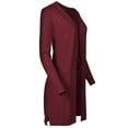 thumbnail image 2 of FashionOutfit Women's Solid Soft Stretch Long-line Long Sleeve Open Front Knit Cardigan, 2 of 5