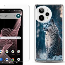 Phone Case for Cricket Icon Plus 2026, with Screen Protector, by OneToughShield - Snow Leopard