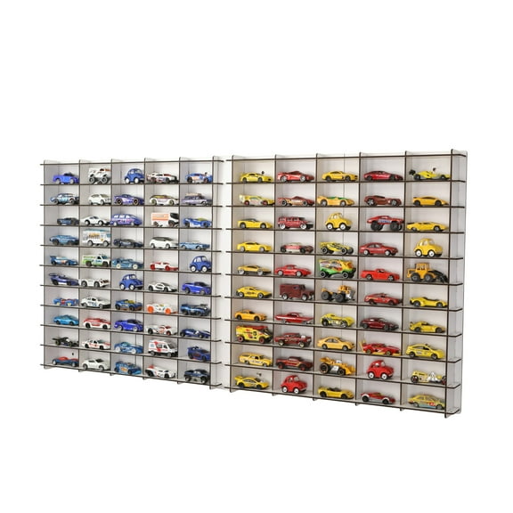 SERRACraftsStudio Toy Car Wall Shelf, Hotwheels, Matchbox Compatible, Display Case for 100 Cars White