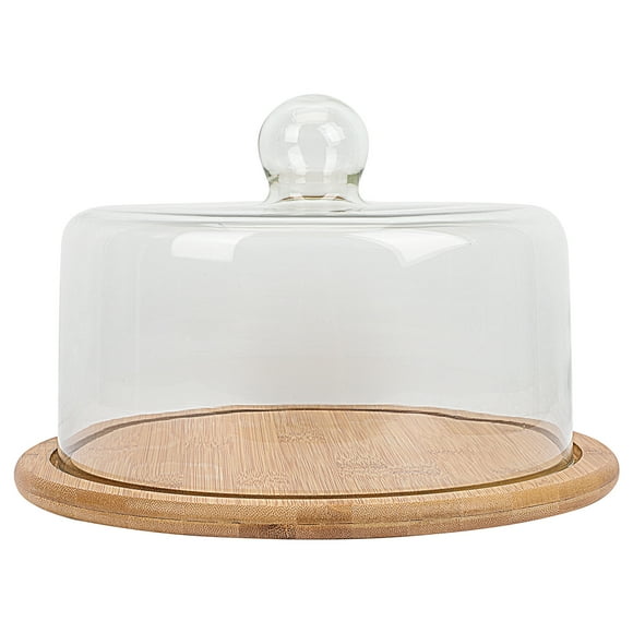 1Set Covered Cake Plate With Glass Dome For Table Serving Square Tray Use