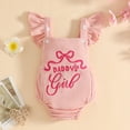 thumbnail image 2 of mgoYE Newborn Baby Girl Summer Outfit Romper Daddy's Girl Embroidery Ruffled Collar Jumpsuit Infant Waffle Clothes Size 6-12 Months Pink, 2 of 6