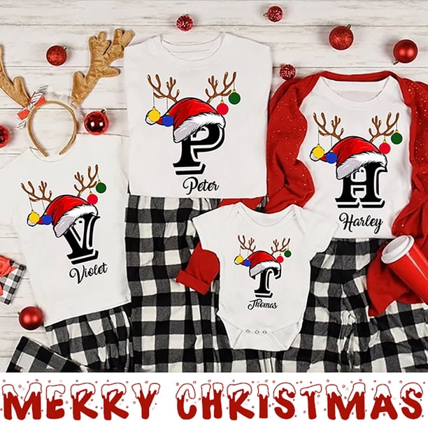 Camiseta personalizada de Navidad con nombre y fecha para la familia, ropa para mamá, papá, hija, hijo, bebé, vacaciones, niña y niño