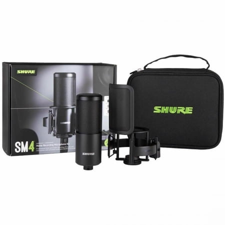 Shure SM4 Rugged Wired Condenser Microphone for Home Studio, Vocals, Stage, Studio, Home, Recording - 20 Hz to 20 kHz - 150 Ohm - Cardioid - Shock Mount, Clamp Mount, Stand Mountable - 3-Pin XLR