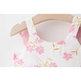 thumbnail image 4 of EnJoCho Girls' Spaghetti Strap Floral Summer Frock Dress Toddler Baby Girls Summer Princess Dresses Vacation Beach Sleeveless Hat Set Ruffles Floral Dress 0-3Y, 4 of 9