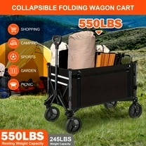 3 In 1 Collapsible Wagon Converts To , 220lbs Foldable Wagon Cart With Wheels, 31.7gal Shopping Cart For Groceries Folding Utility Wagon For Beach, Garden, Camping, Sport, Black