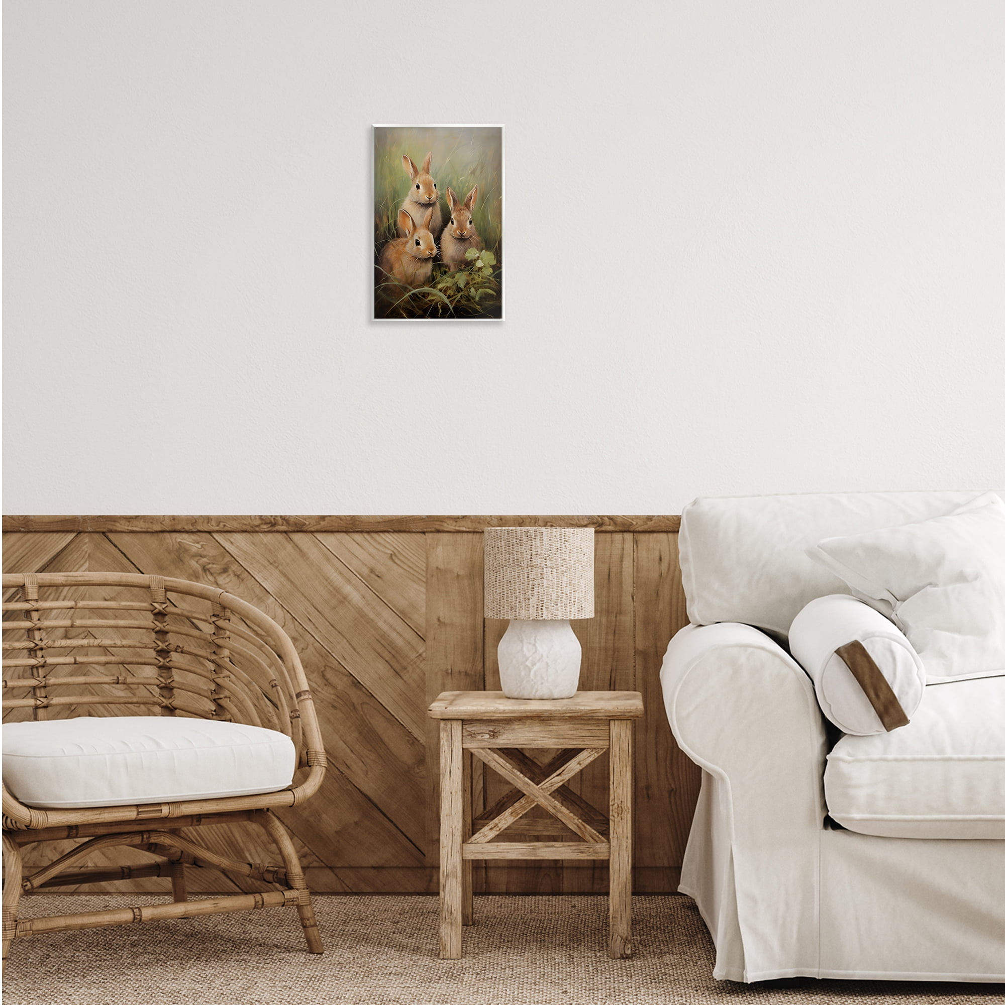 Stupell Industries Baby Bunny Trio Animals & Insects Painting Unframed Art Print Wall Art, 10 x 15
