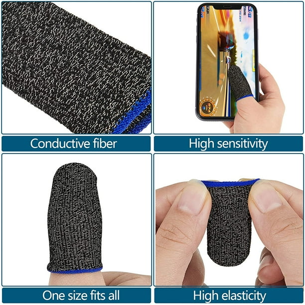 Juego de 6 fundas para dedos para controlador de juegos móviles, antisudor, transpirable, para pantalla táctil, para juegos de teléfonos móviles para PUBG/leyendas móviles/cuchillos (negro rojo