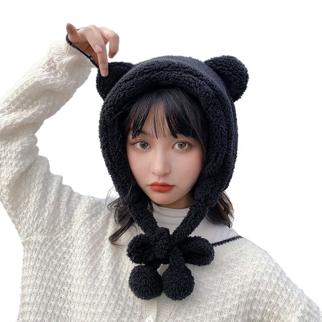 Gorro con orejas de oso Yuyangstore Negro Sombrero de oreja de oso