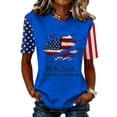 thumbnail image 3 of KDDYLITQ 250th Anniversary Independence Day Tshirt for Women Causal Usa Flag Crew Neck Tops Summer National Flag Print Vintage T-Shirts Printed Fashion Short Sleeve Tees Blue L, 3 of 6
