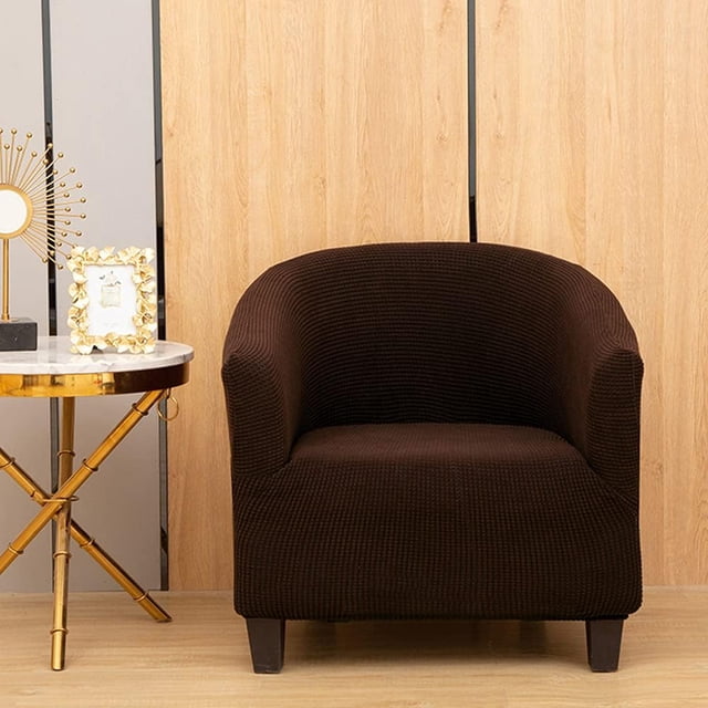 Funda redonda para sofá pequeño, funda para silla, color café profundo, terciopelo, semiredonda, 65cm, 90cm