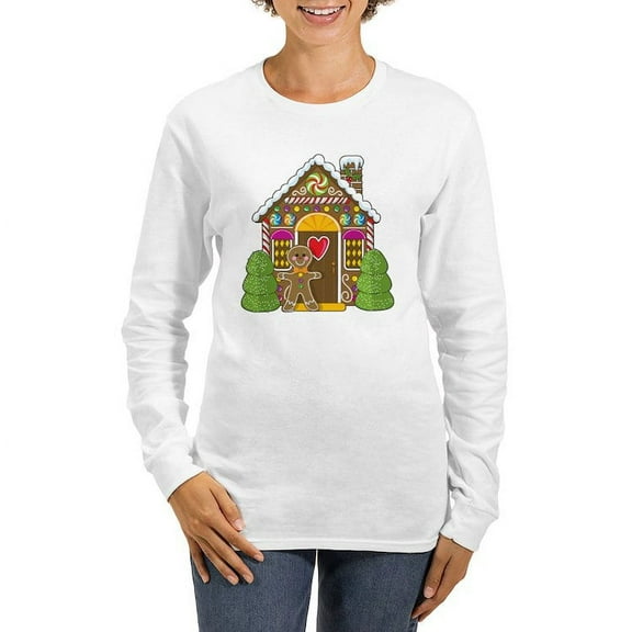 CafePress - Gingerbread House Women's Long Sleeve T Shirt - Women's Long Sleeve Graphic Casual T-Shirt