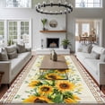 thumbnail image 3 of Large Area Rug 8'x10', Sunflower Brown Non-slip Runner Carpet for Living Room/Bedroom/Office, Retro Southwest Country Plant Leaf Floral Outdoor Indoor Area Rug Floor Mat for Kitchen/Dining Room, 3 of 9