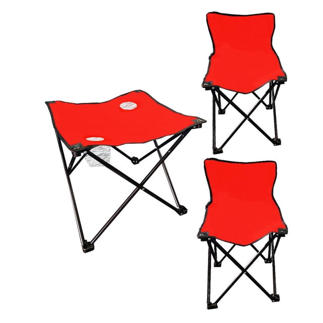 Kit de 2 Sillas y Mesa Plegable para Niños Genérico Camping Rojo
