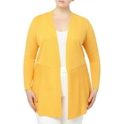 Anne Klein MONDRIAN YELLOW Plus Size Open-Front Cardigan, US 1X