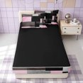thumbnail image 4 of Erosebridal Pink Black Square Zipper Twin Comforter Sets with Fitted Sheet and 2 Pillowcases for Girls, Block Abstract Print Zipper Bedding Set, Black Reversible, 4 Pieces, 4 of 7
