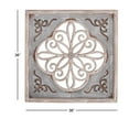thumbnail image 4 of DecMode Gray Metal Scroll Cutout Home Wall Decor with Brown Wood Accents, 36" x 1" x 36", 4 of 14