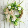 thumbnail image 4 of LSLJS Wreaths for Front Door,13.7" Floral Wreath with White Poenies and Bow,Green Leaves,Rattan Circle,Door Garland for All Seasons Outdoor, Farmhouse Wreaths for Wedding Party Wall Window Decor, 4 of 5