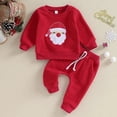 thumbnail image 1 of 2023-09-04 Lioraitiin 0-3Y trajes de Navidad para niños pequeños, sudaderas de manga larga con bordado de Papá Noel + conjunto de ropa de pantalones largos sólidos, 1 of 3