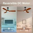 thumbnail image 5 of 52 Inch Black Lighting Wood Bedroom Patio Porch Smart Ceiling Fans with Lights Remote,Quiet DC Motor, 5 of 7