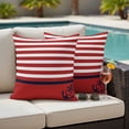 thumbnail image 4 of Nautical Anchor Outdoor Waterproof Pillow Covers, Red White Geometric Horizontal Stripes Decorative Square Throw Pillowcase Sofa Cushion Sham for Patio/Couch/Chair, 18"x18" 2 Pack, 4 of 8