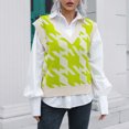 thumbnail image 6 of Womens Fall Fashion 2022! QLEICOM Sweaters for Women, Women‘s V-neck Multicolor Knitted Sweater Houndstooth Casual Fashion Sleeveless Vest Jacket Coat Tops On Clearance, 6 of 7