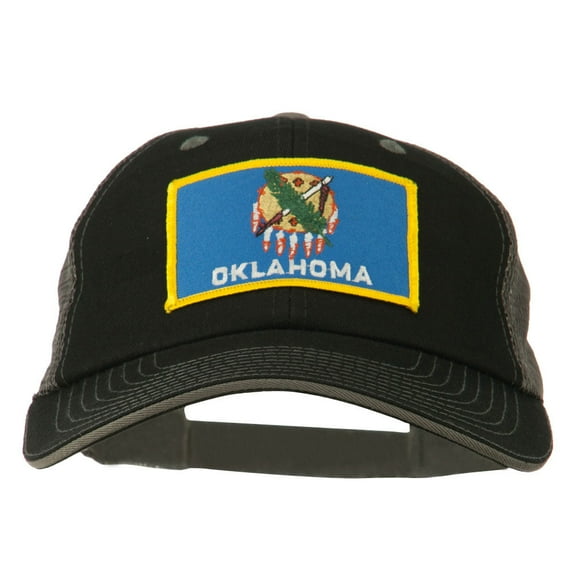Big Mesh State Oklahoma Patch Cap - Black Grey XL-3XL